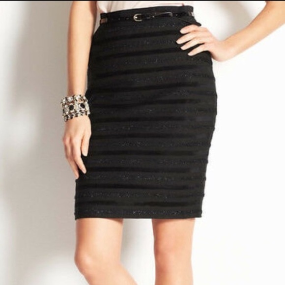 Ann Taylor Dresses & Skirts - Ann Taylor black pencil skirt with velvet stripes.